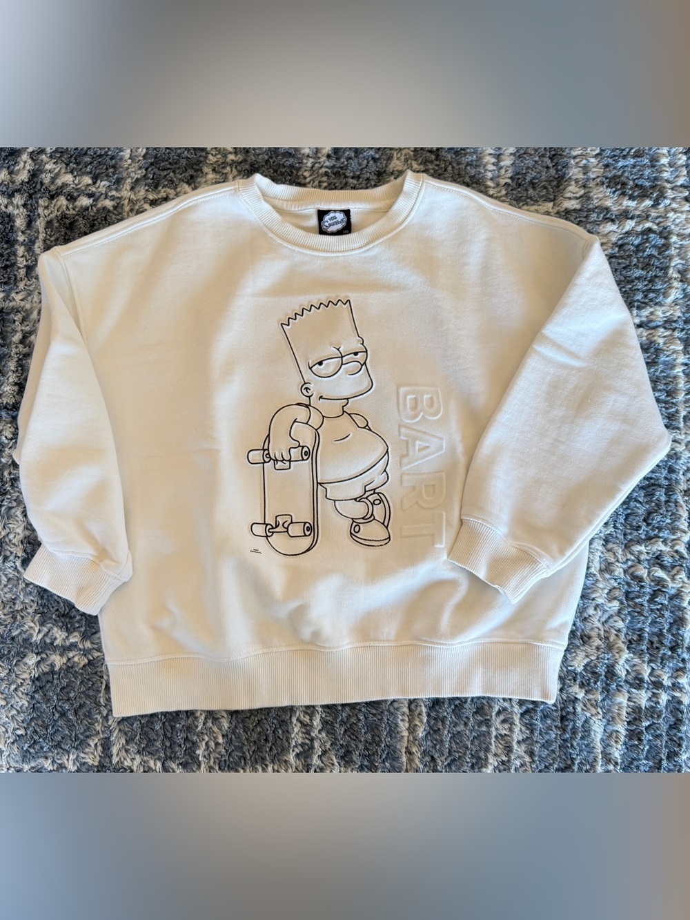 Bart Simpson Embroidered Graphic Sweatshirt - Bright White Kid’s size 8-10